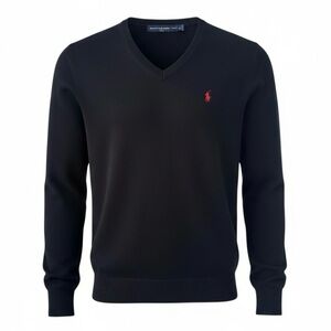 Ralph Lauren Black V-Neck Long Sleeve Knit Sweater Size XS